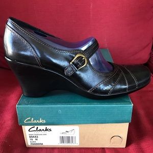 Clark’s leather wedges